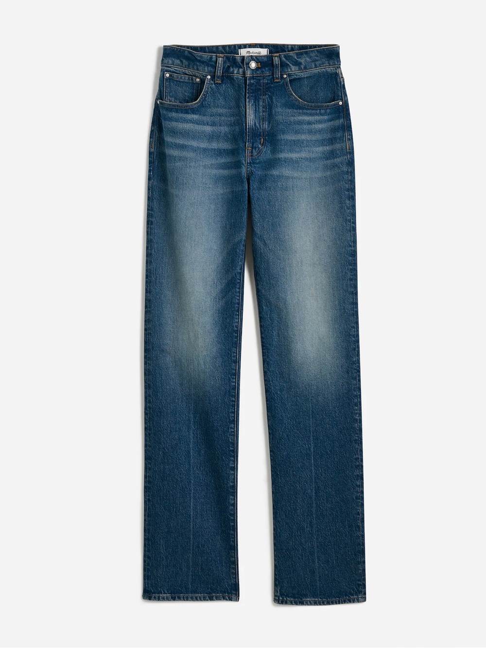 Madewell Women's Curvy Longline Straight Leg Jeans — Blue